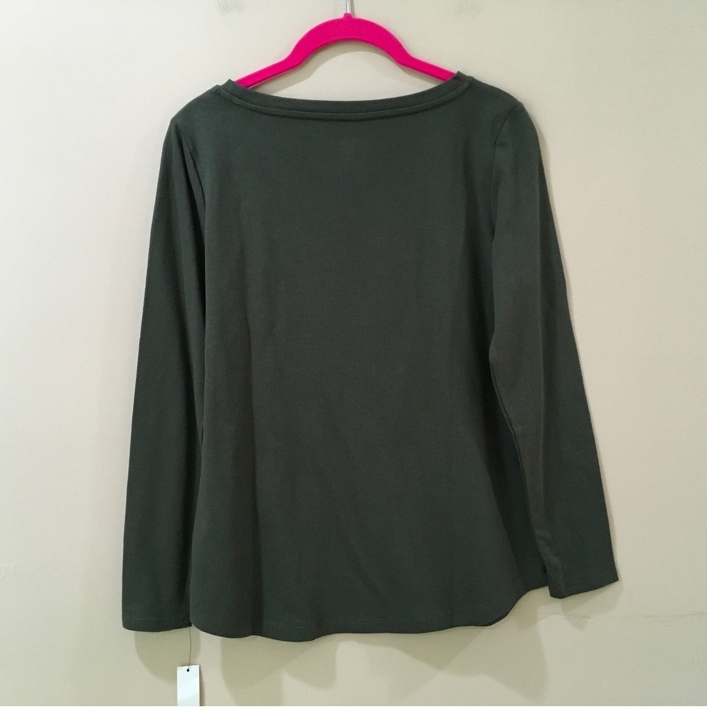 Talbots Cotton Bateau Neck Tee Shirt Fall In Love  Green - Picture 4 of 4